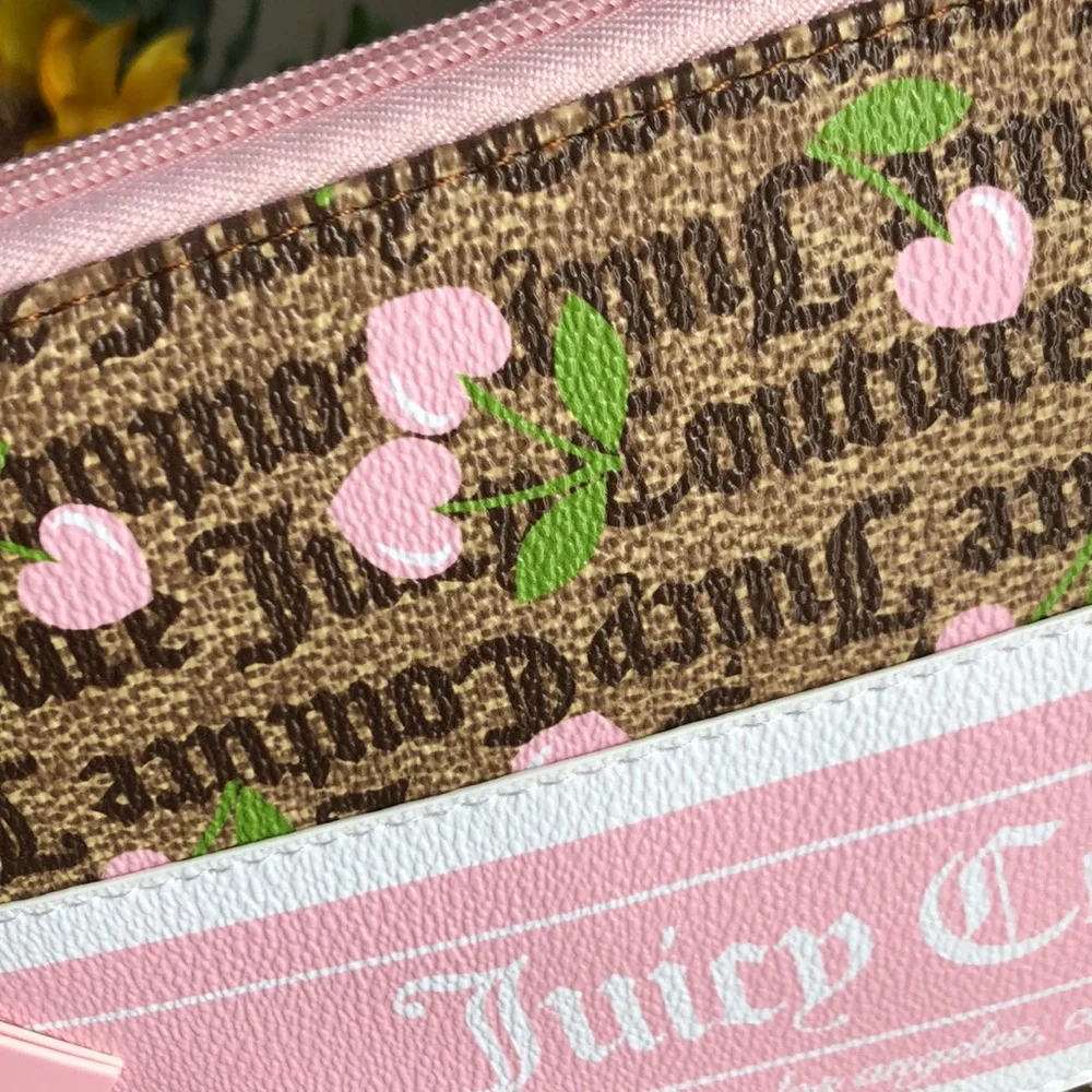 Juicy Couture Pink and Brown Logo Cosmetic Bag